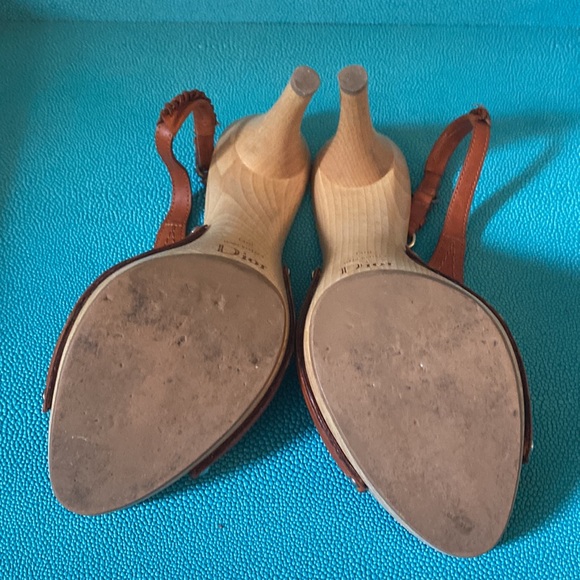 Dior Brown Leather Slingback Open Toe Platform Sandals - Picture 4 of 4